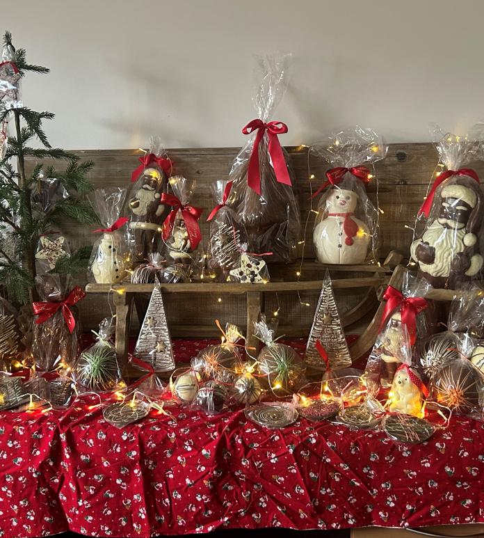 table of festive chocolate goodies