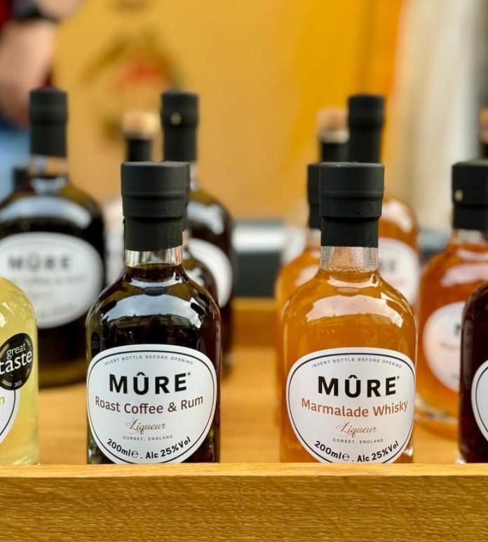 Bottles of liqueurs and spirits.