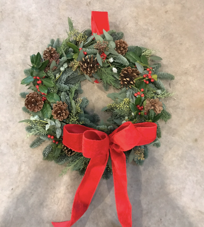 Christmas wreath with red bow