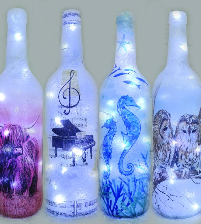 Display of painted bottles