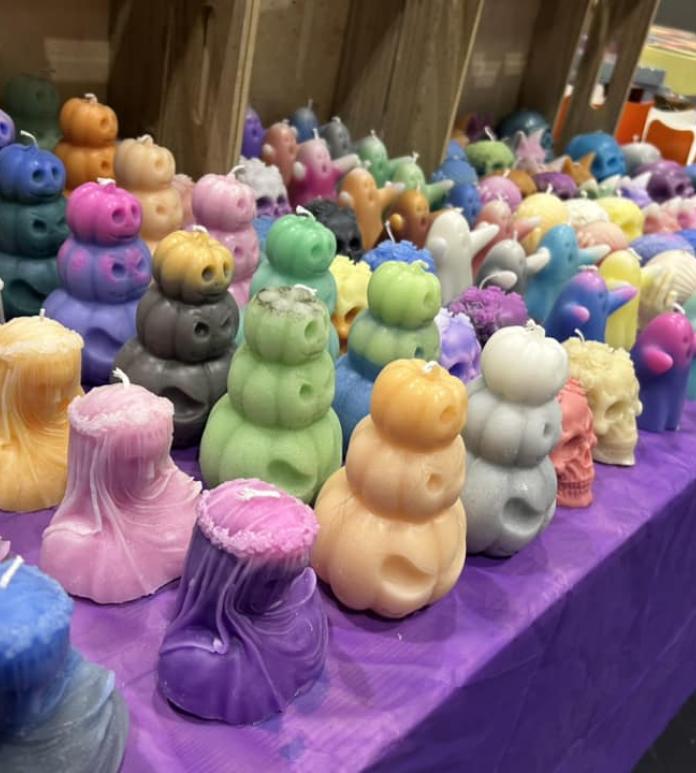 Various colourful candles.
