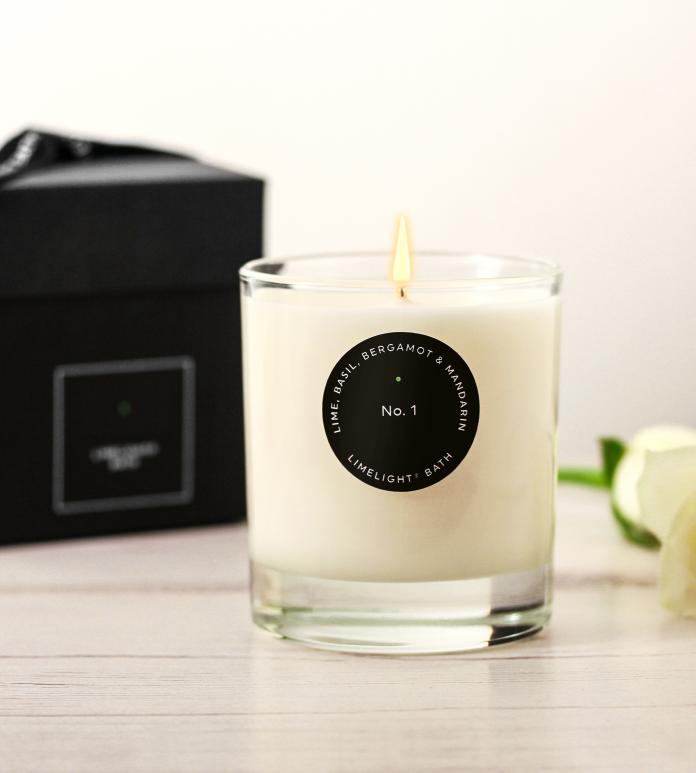festive candle with decorative box