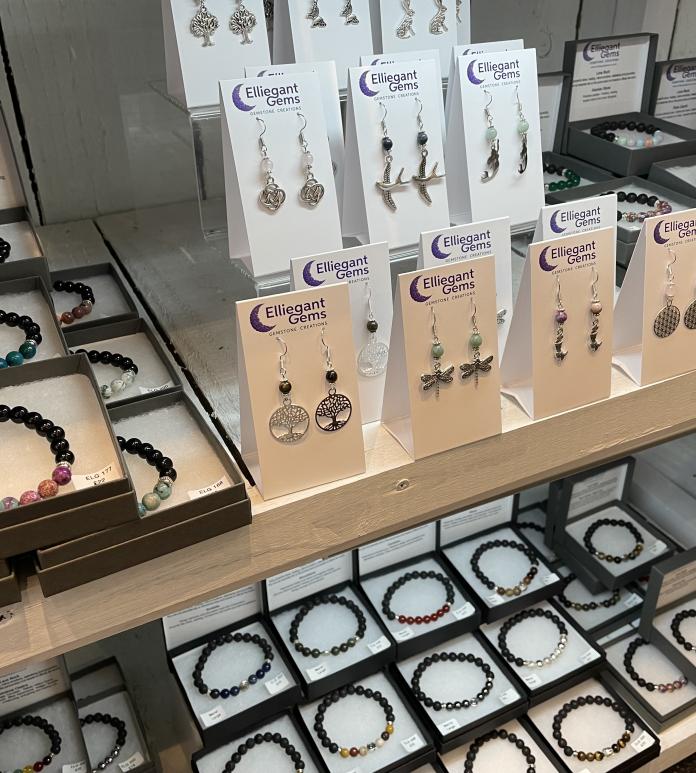 An assortment of gemstone products.