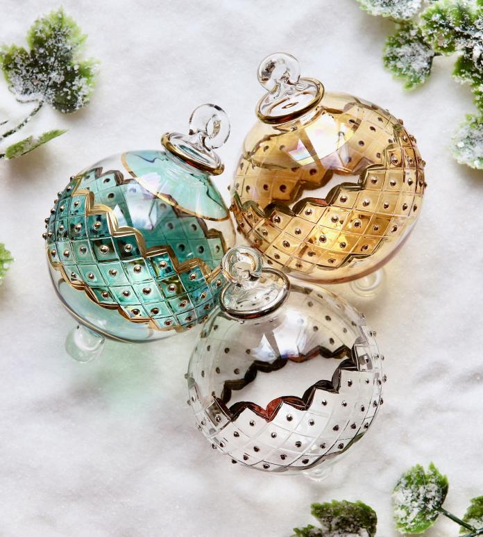 trio of festive baulbles