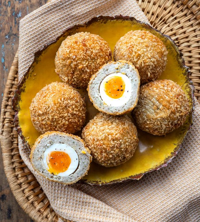 basket of scotch eggs