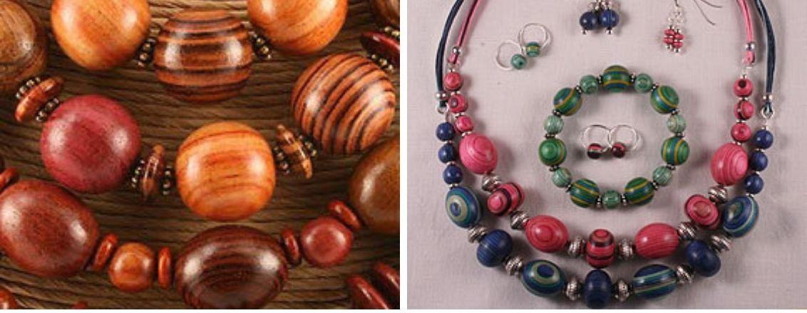 Wooden beaded necklaces