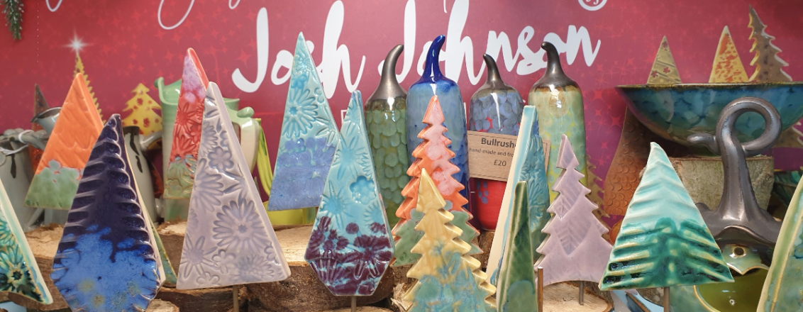 Colourful ceramic christmas trees