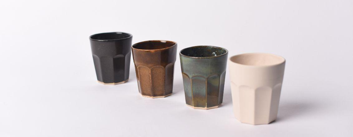 handmade cups in a variety of colours